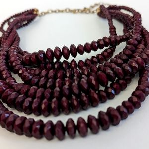 Gorgeous multi strand burgundy beaded lobster claw adjustable length necklace